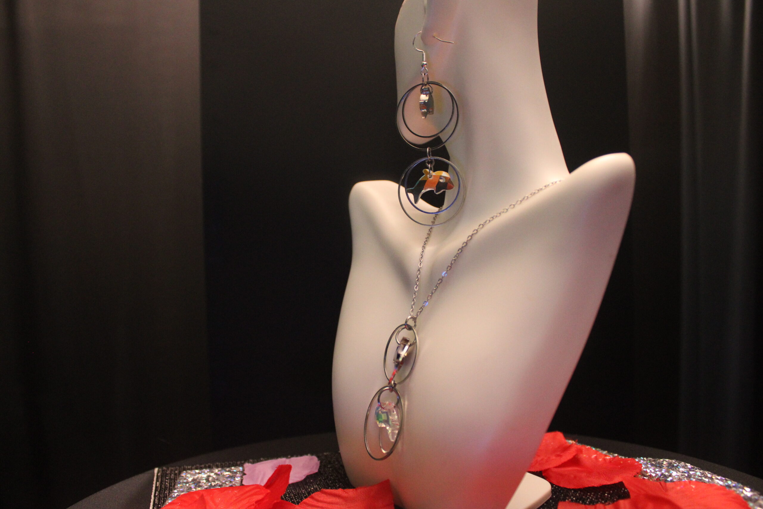 Dolphin Dance Sterling Silver Necklace & Earring Set - Image 2