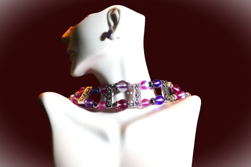 Aurora Sky Crystal Choker Front on Mannequin (2)